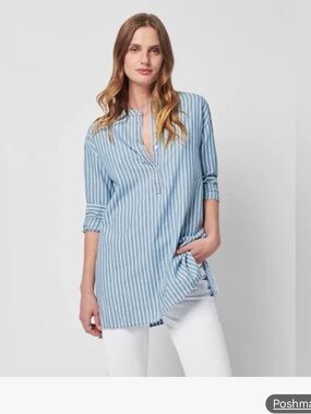 Faherty Light Blue & White Striped Tunic